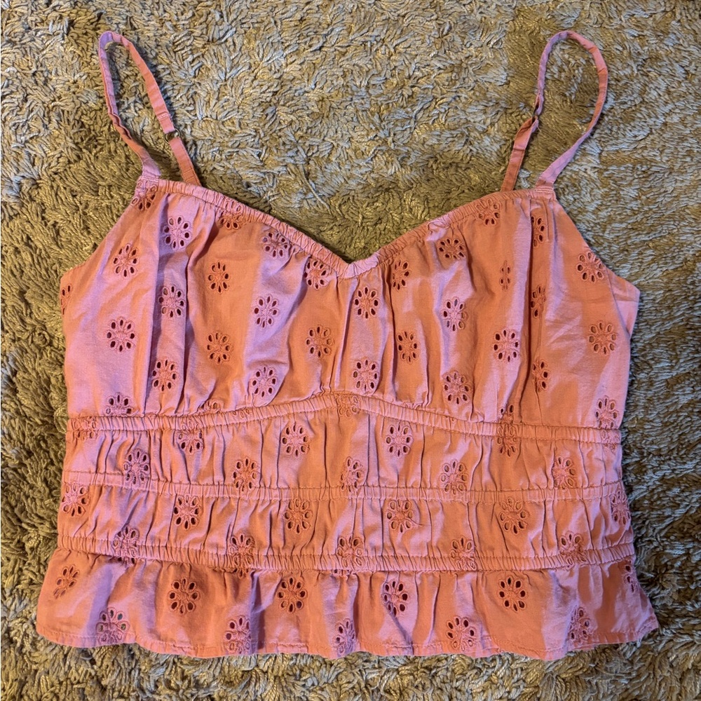 Hollister Pink Smocked Crop Camisole